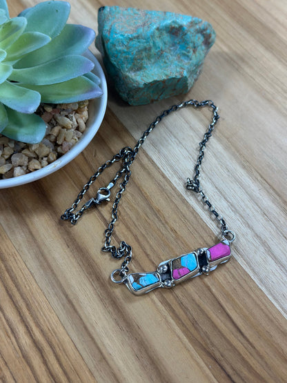 Cotton Candy 3 Stone Necklace