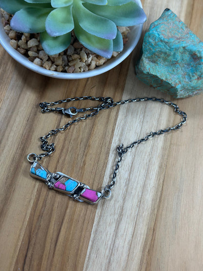 Cotton Candy 3 Stone Necklace
