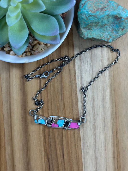 Cotton Candy 3 Stone Necklace
