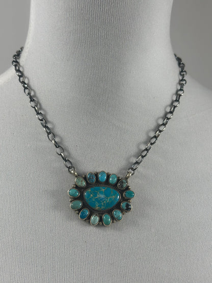 Kingman Cluster Sterling Silver Necklace
