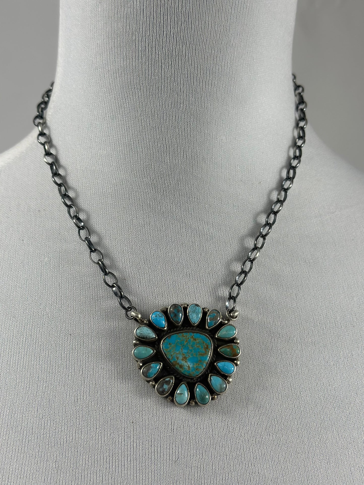 Kingman Cluster Sterling Silver Necklace