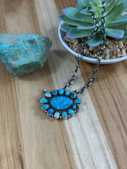Kingman Cluster Sterling Silver Necklace
