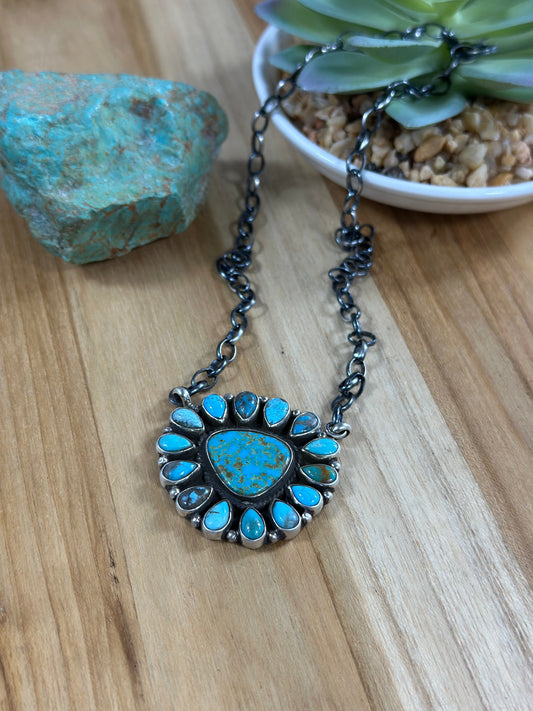 Kingman Cluster Sterling Silver Necklace