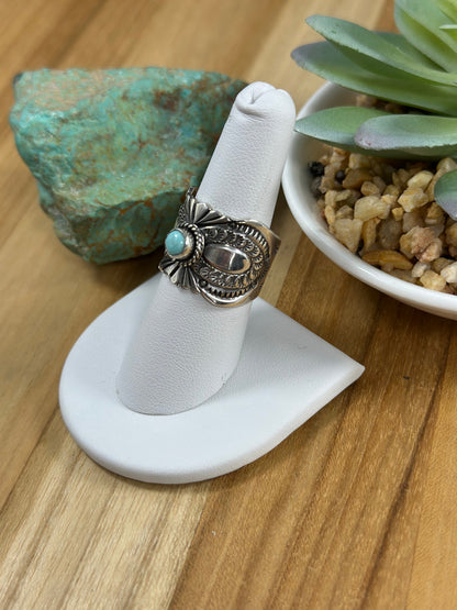 Reeves Kingman Turquoise Stamped Ring