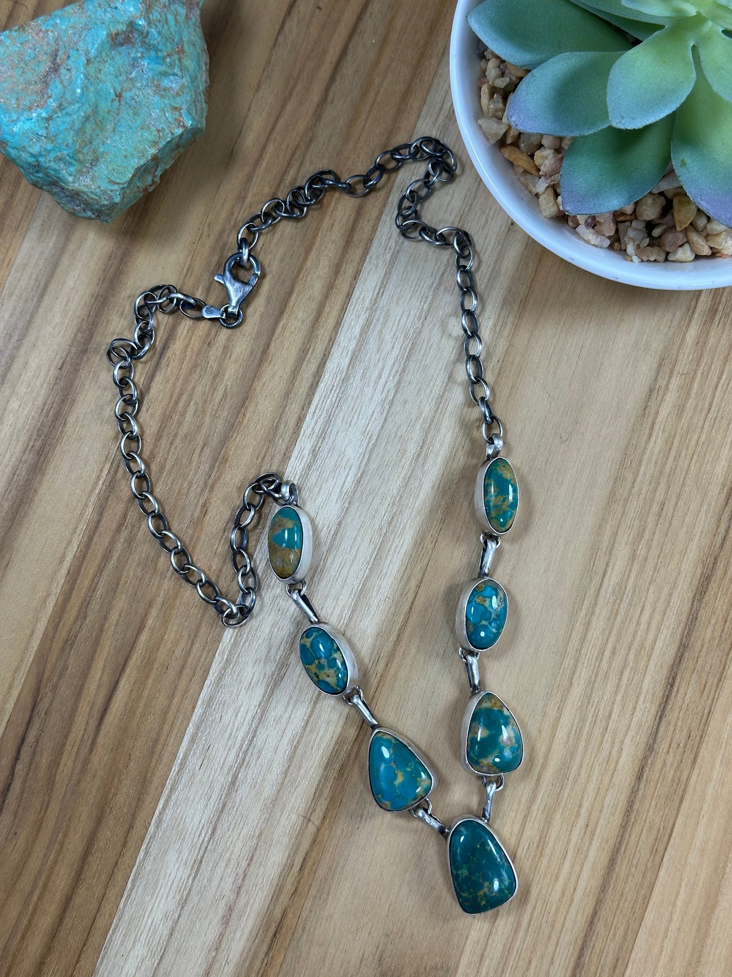 Kingman Turquoise Lariat Necklace & Earring Set