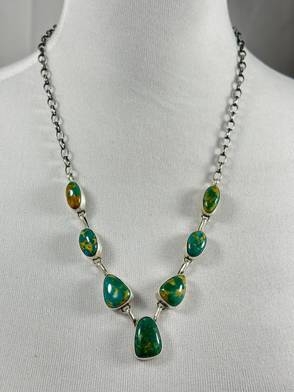 Kingman Turquoise Lariat Necklace & Earring Set