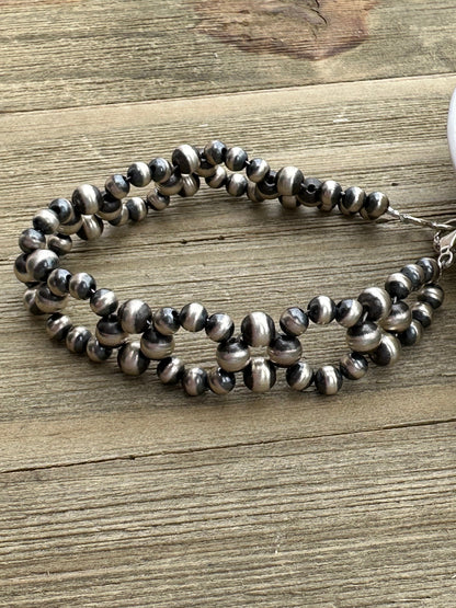 Sterling Silver Pearl Flower Bracelet
