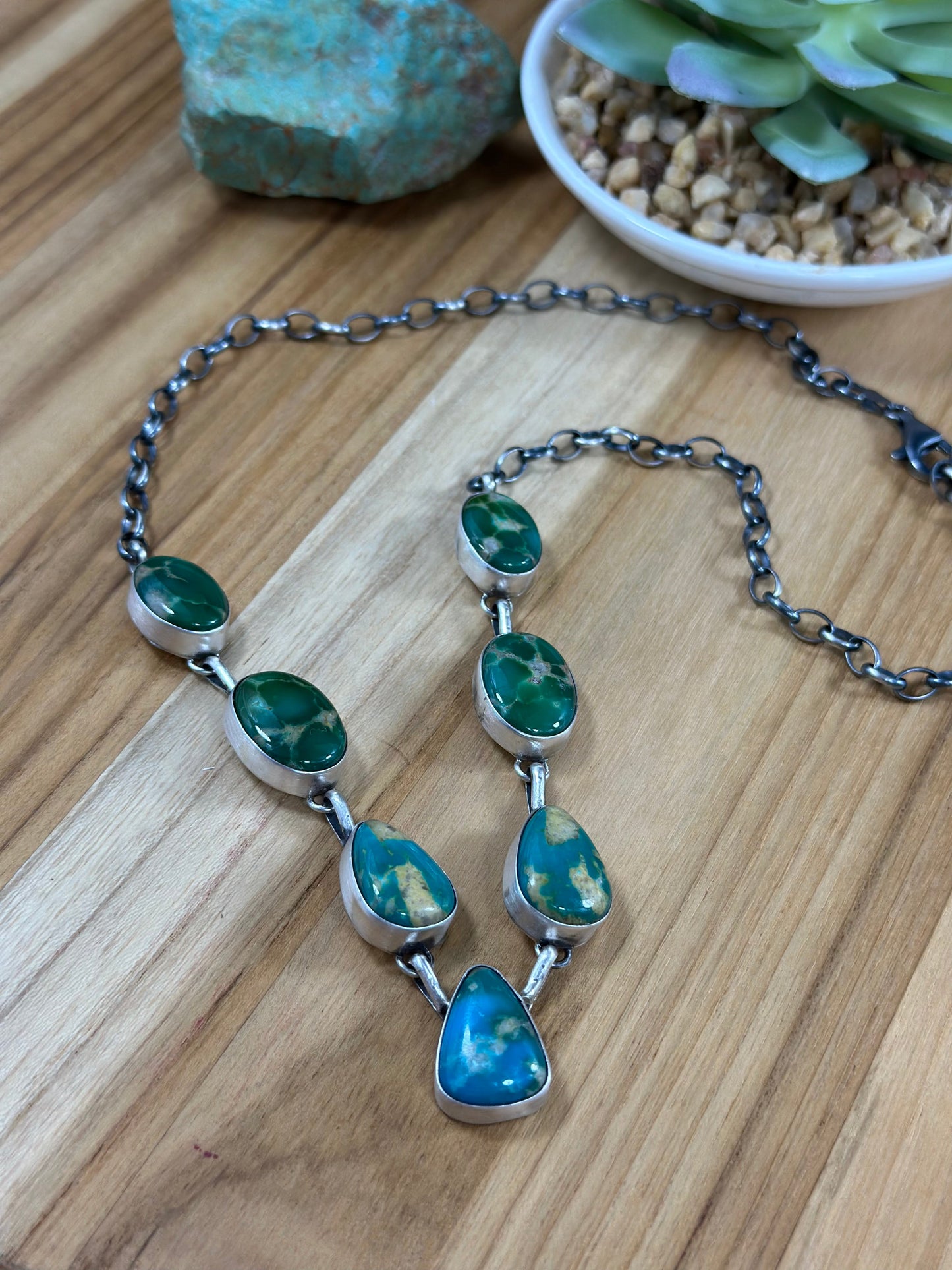 Kingman Turquoise Lariat Necklace & Earring Set