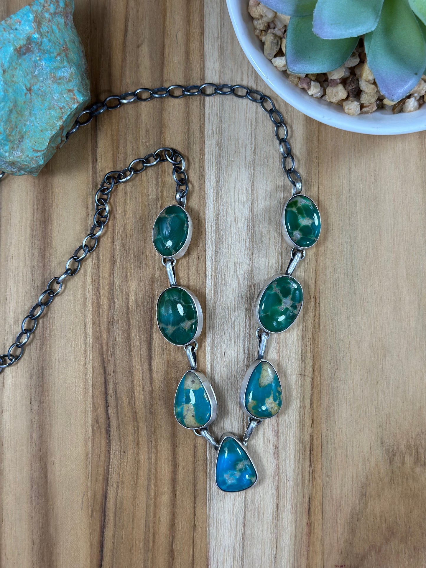 Kingman Turquoise Lariat Necklace & Earring Set