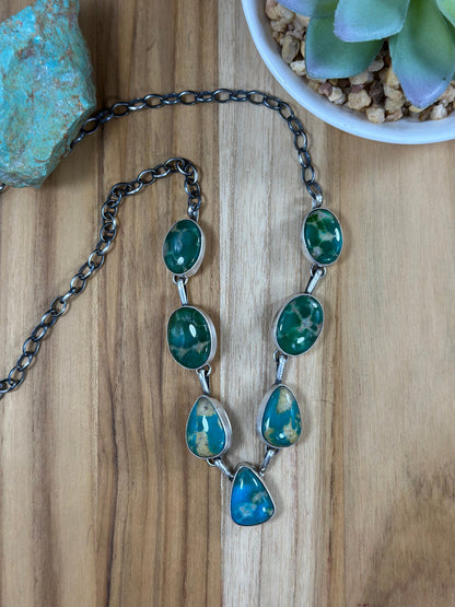 Kingman Turquoise Lariat Necklace & Earring Set