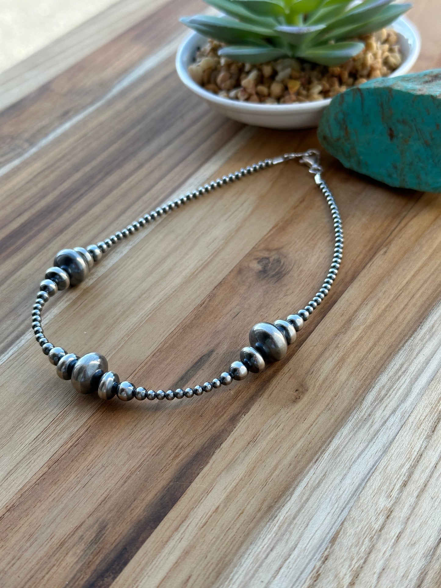 3-9MM Rondelle Sterling Pearls Necklace