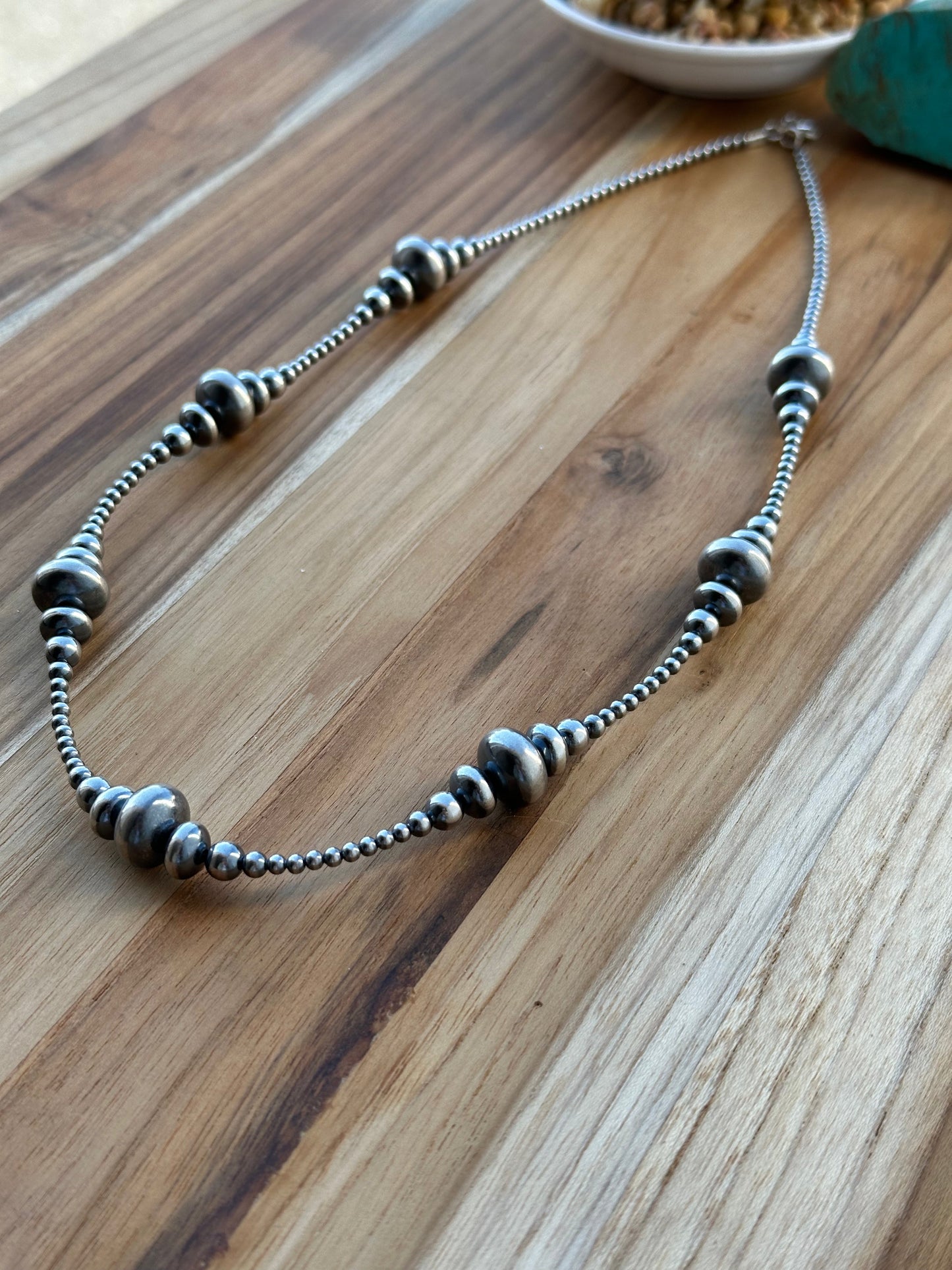 24" 3-9MM Rondelle Sterling Pearls