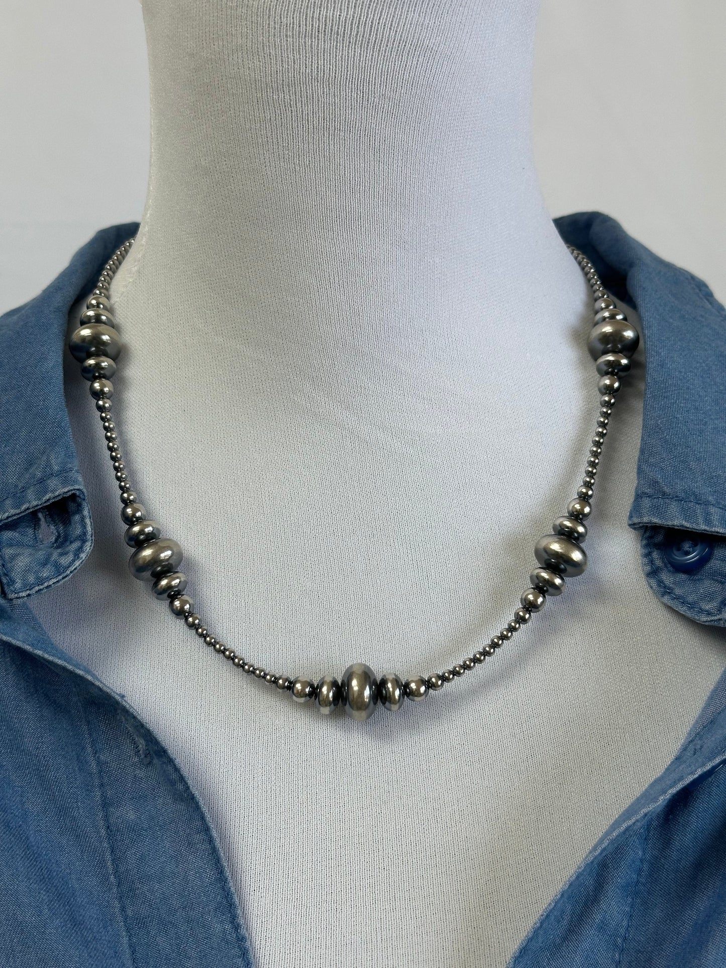 20" 3-9MM Rondelle Sterling Pearls
