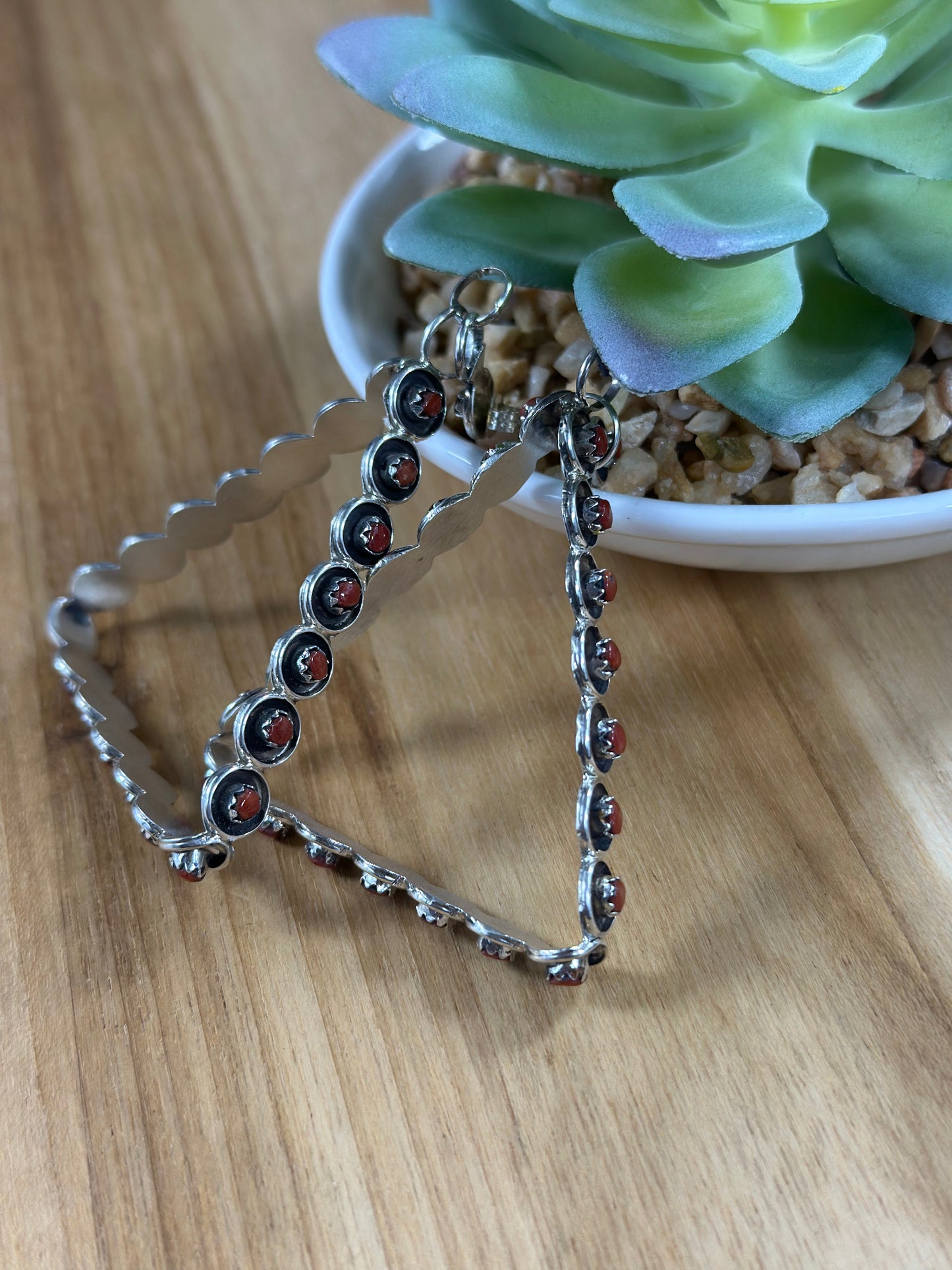 Zuni Coral Hoop Earrings