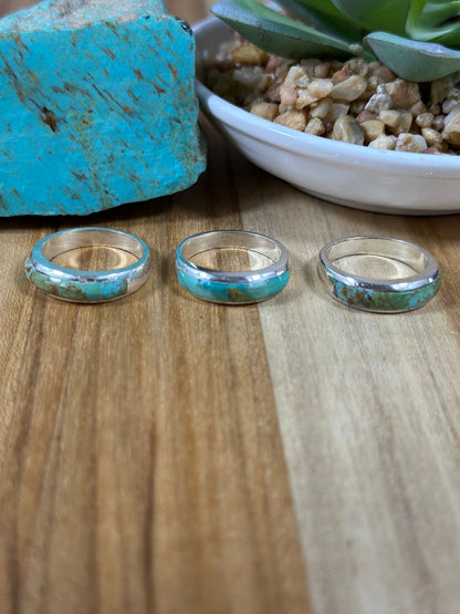 Signet Kingman Turquoise Inlay Rings