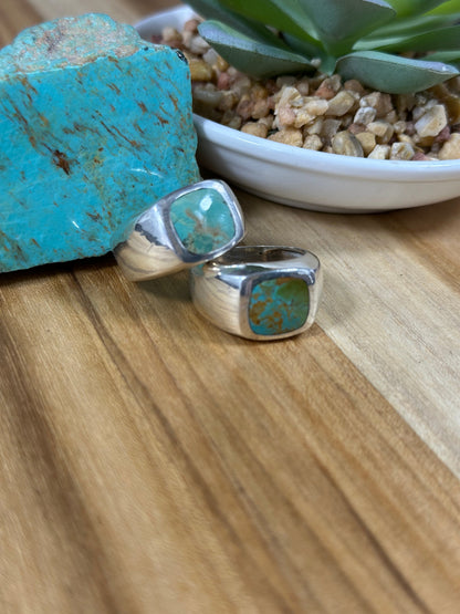 Signet Kingman Turquoise Inlay Rings