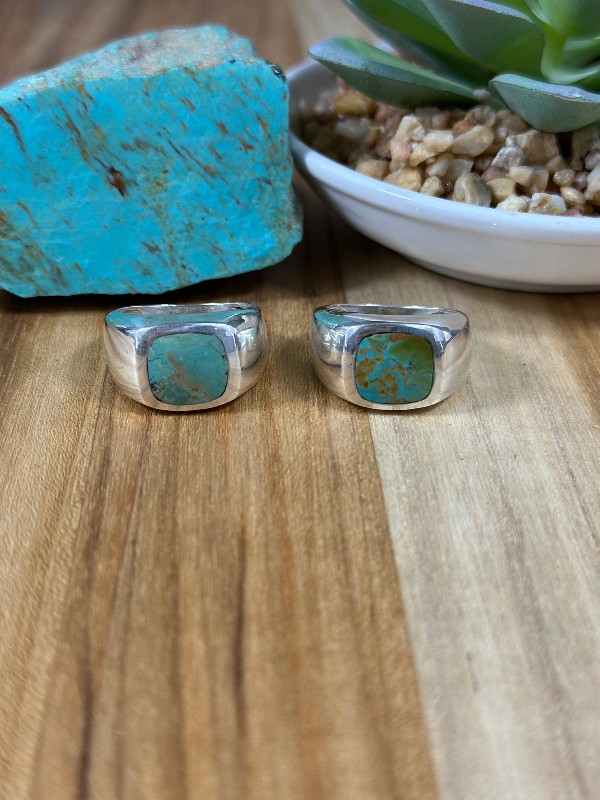 Turquoise Inlay Rings Signet Kingman Turquoise Inlay Rings – Live Roadshow 505