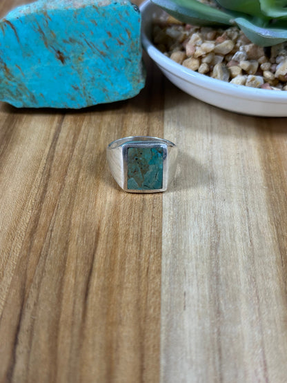 Signet Kingman Turquoise Inlay Rings