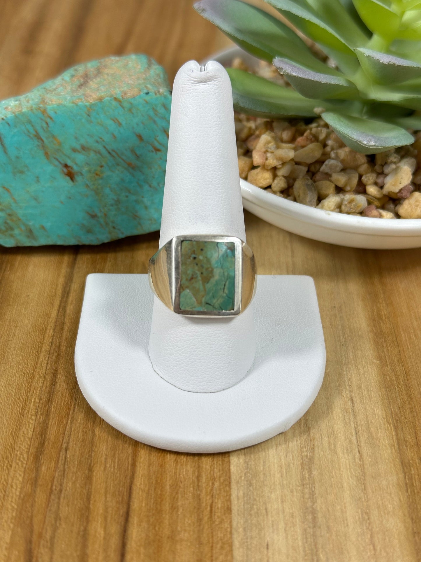 Signet Kingman Turquoise Inlay Rings