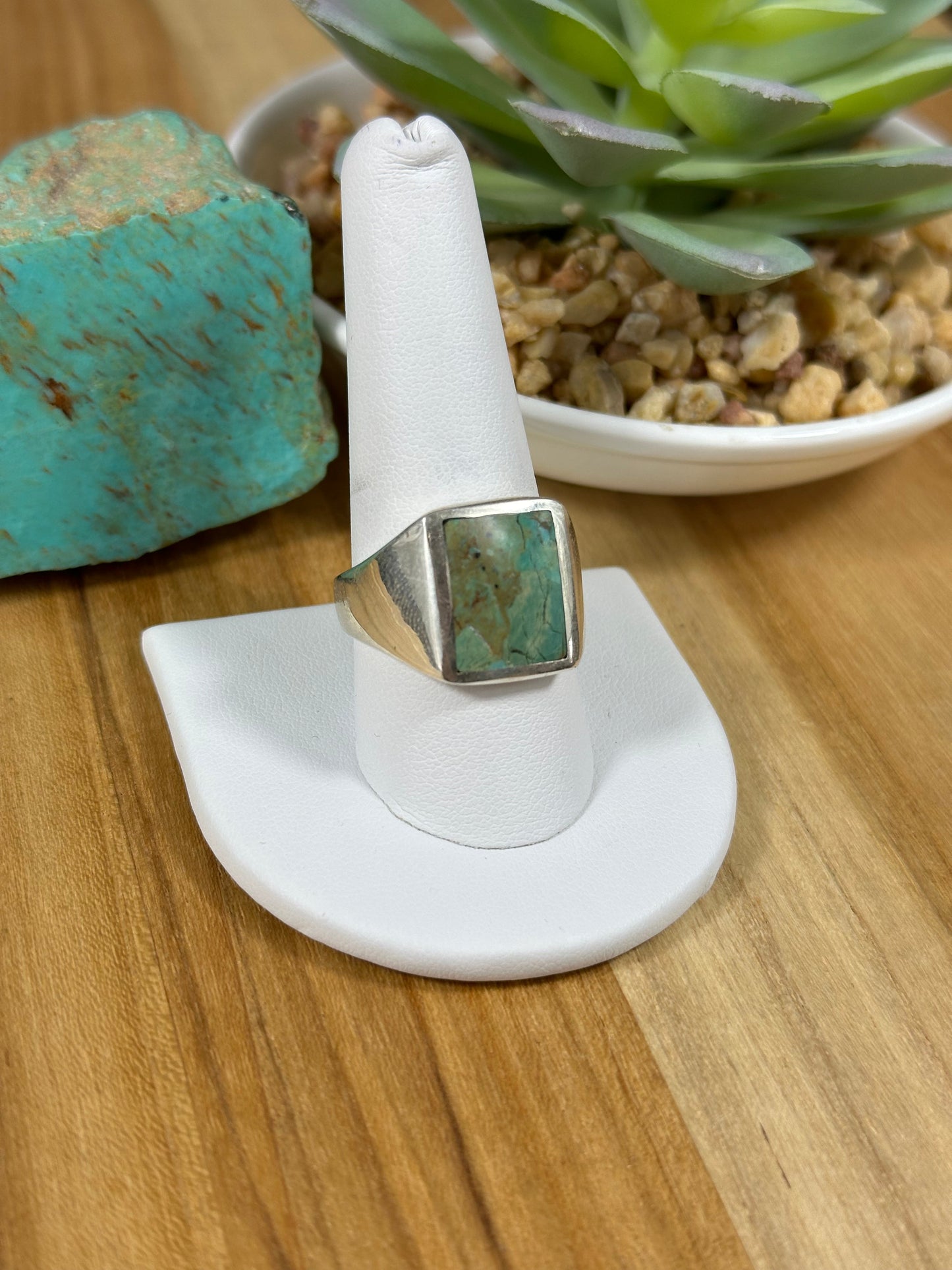 Signet Kingman Turquoise Inlay Rings