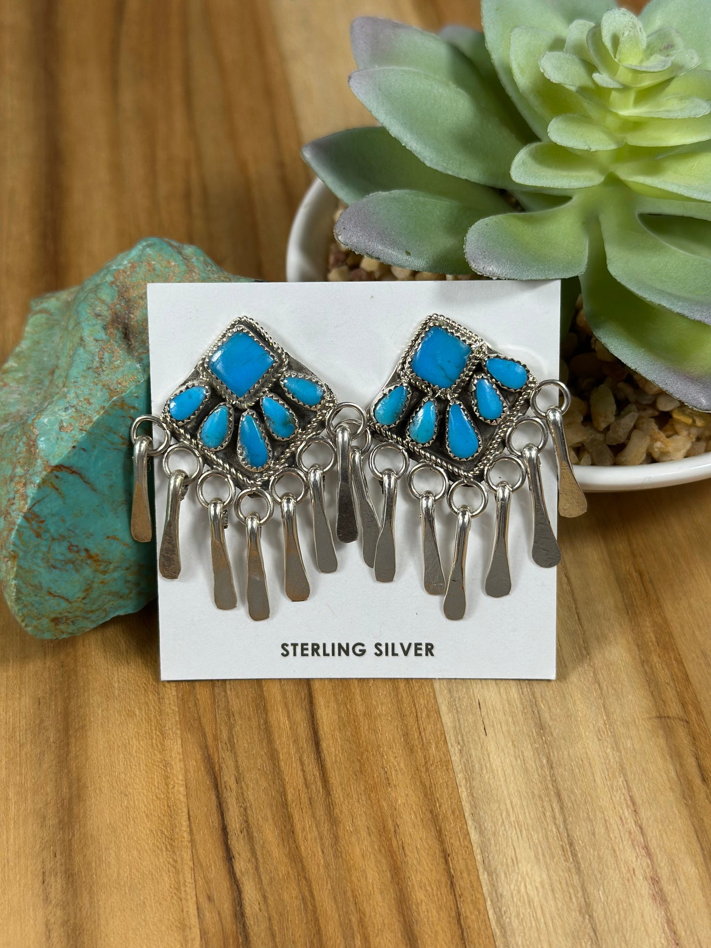 Kingman Turquoise Cluster Earrings