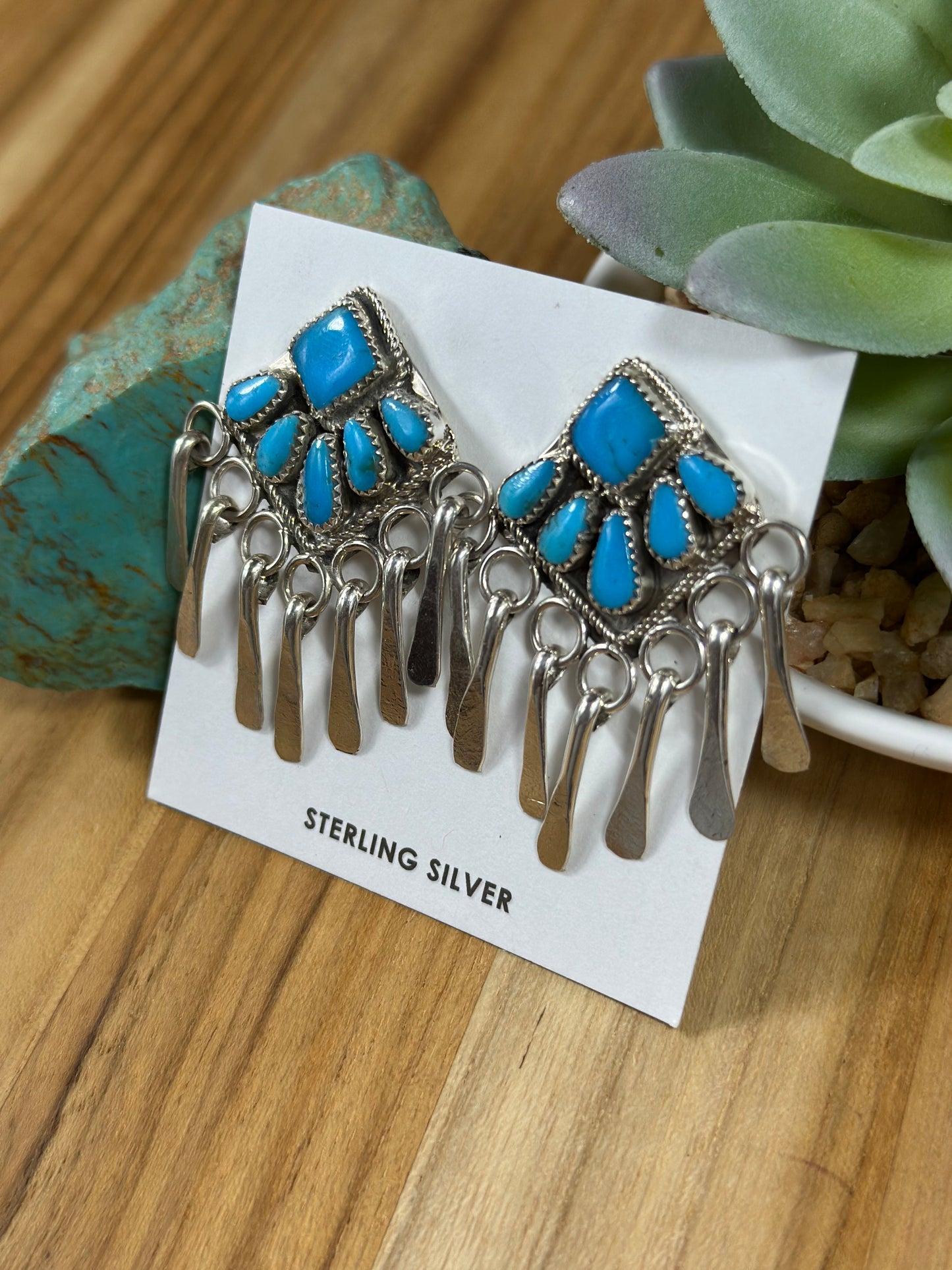 Kingman Turquoise Cluster Earrings