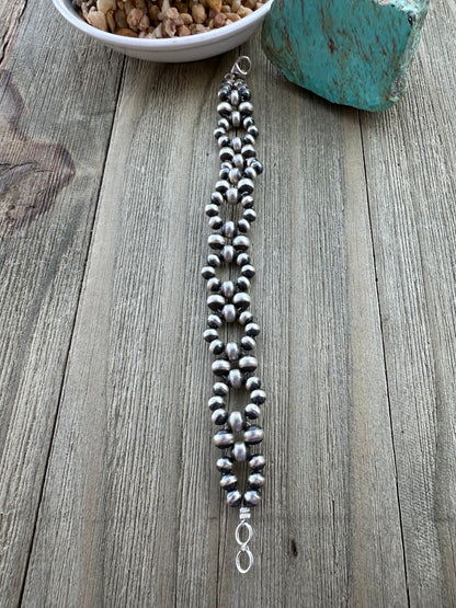 Sterling Silver Pearl Flower Bracelet