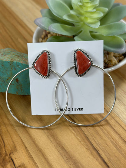 Spiny Oyster Triangle Hoop Earrings