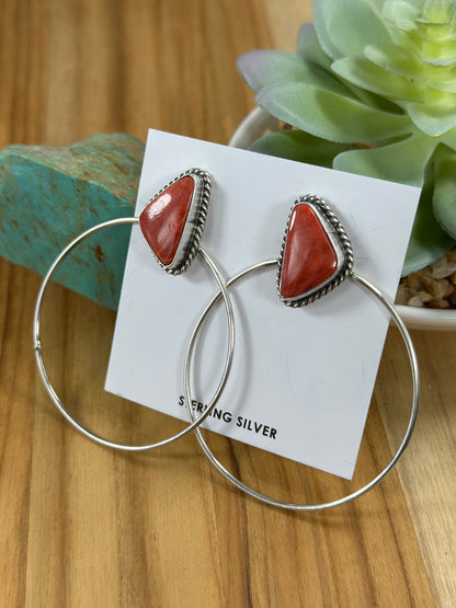 Spiny Oyster Triangle Hoop Earrings