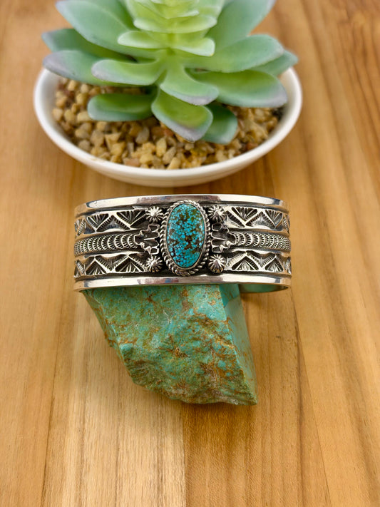Spiderweb Turquoise Sterling Silver Cuff