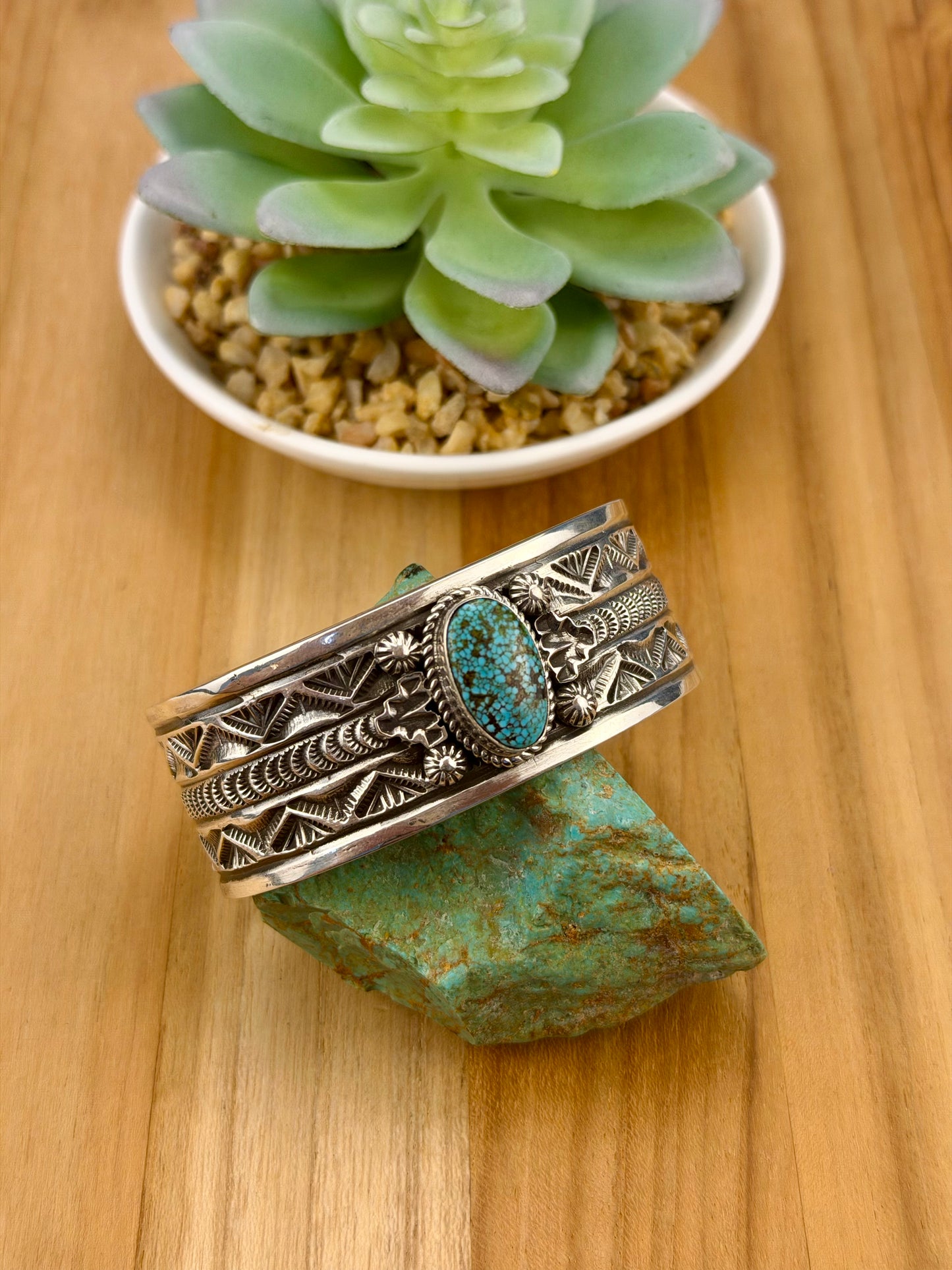 Spiderweb Turquoise Sterling Silver Cuff