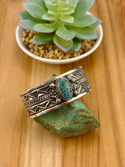Spiderweb Turquoise Sterling Silver Cuff