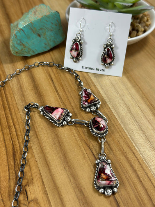 Dahila Rose Sterling Silver Lariat Set