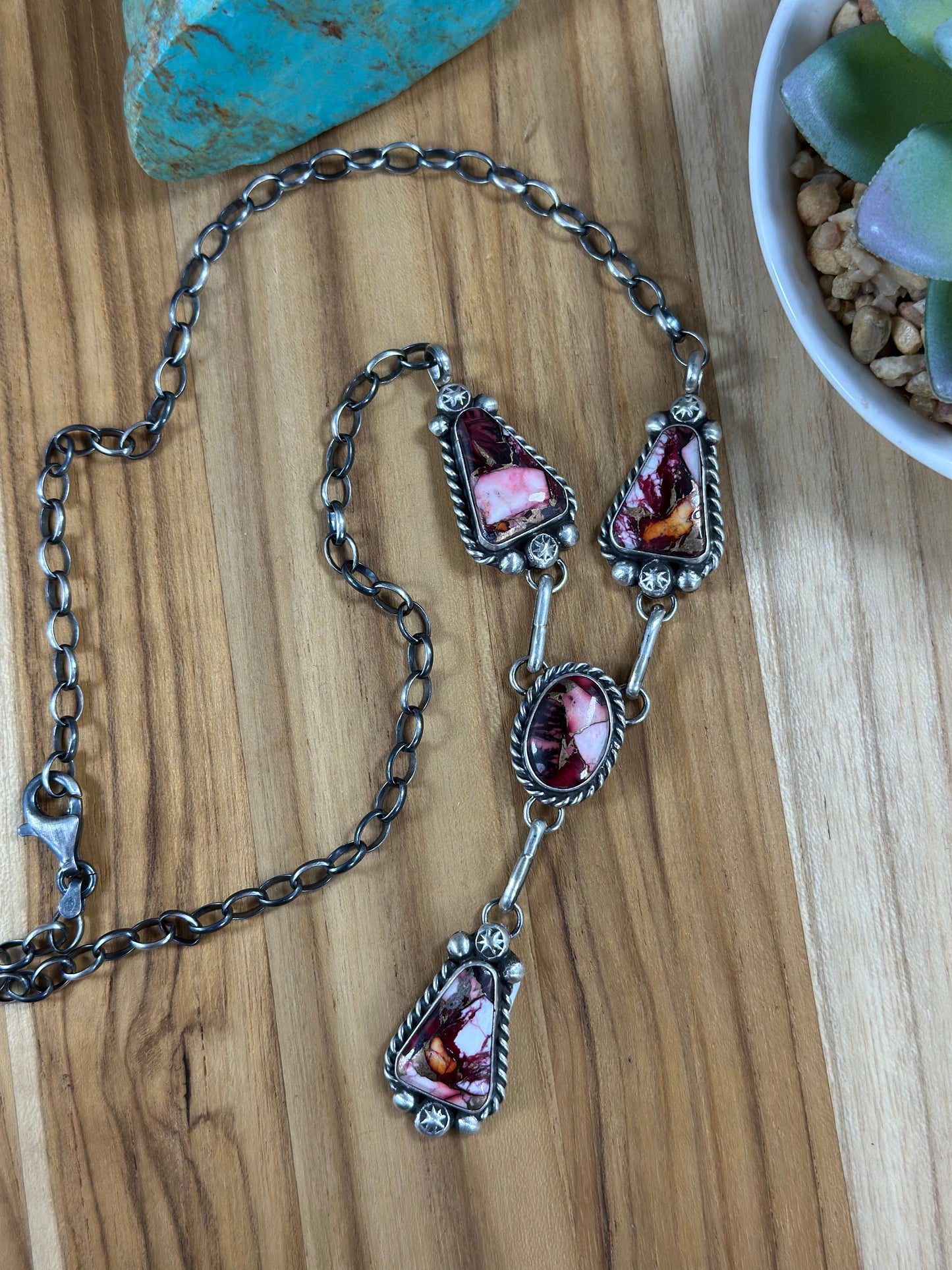 Dahila Rose Sterling Silver Lariat Set
