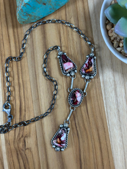 Dahila Rose Sterling Silver Lariat Set