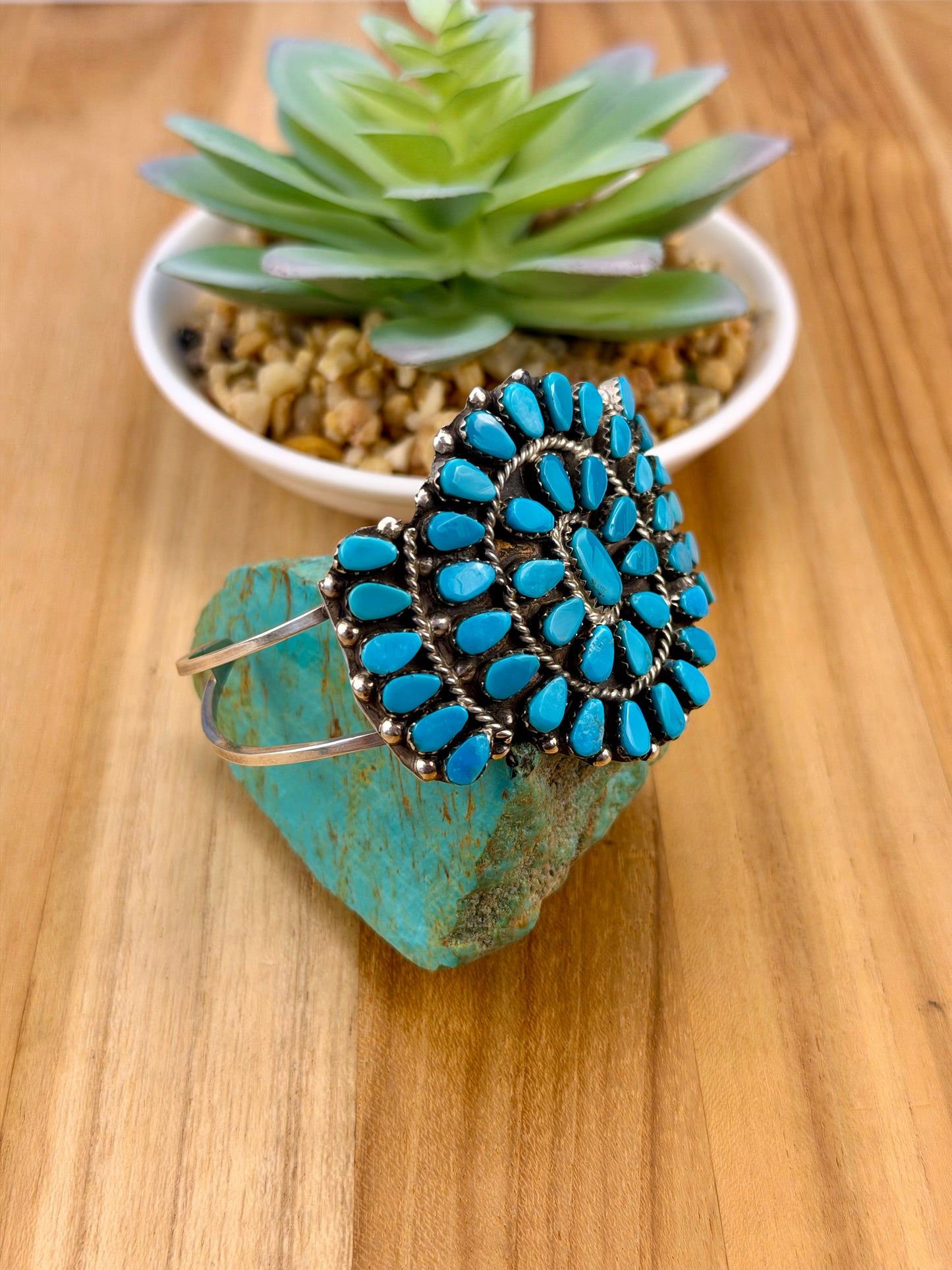 Kingman Turquoise Cluster Sterling Cuff