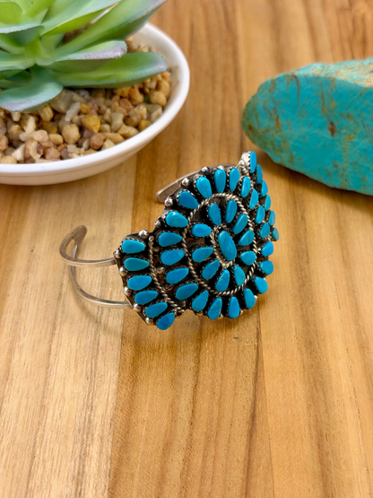 Kingman Turquoise Cluster Sterling Cuff