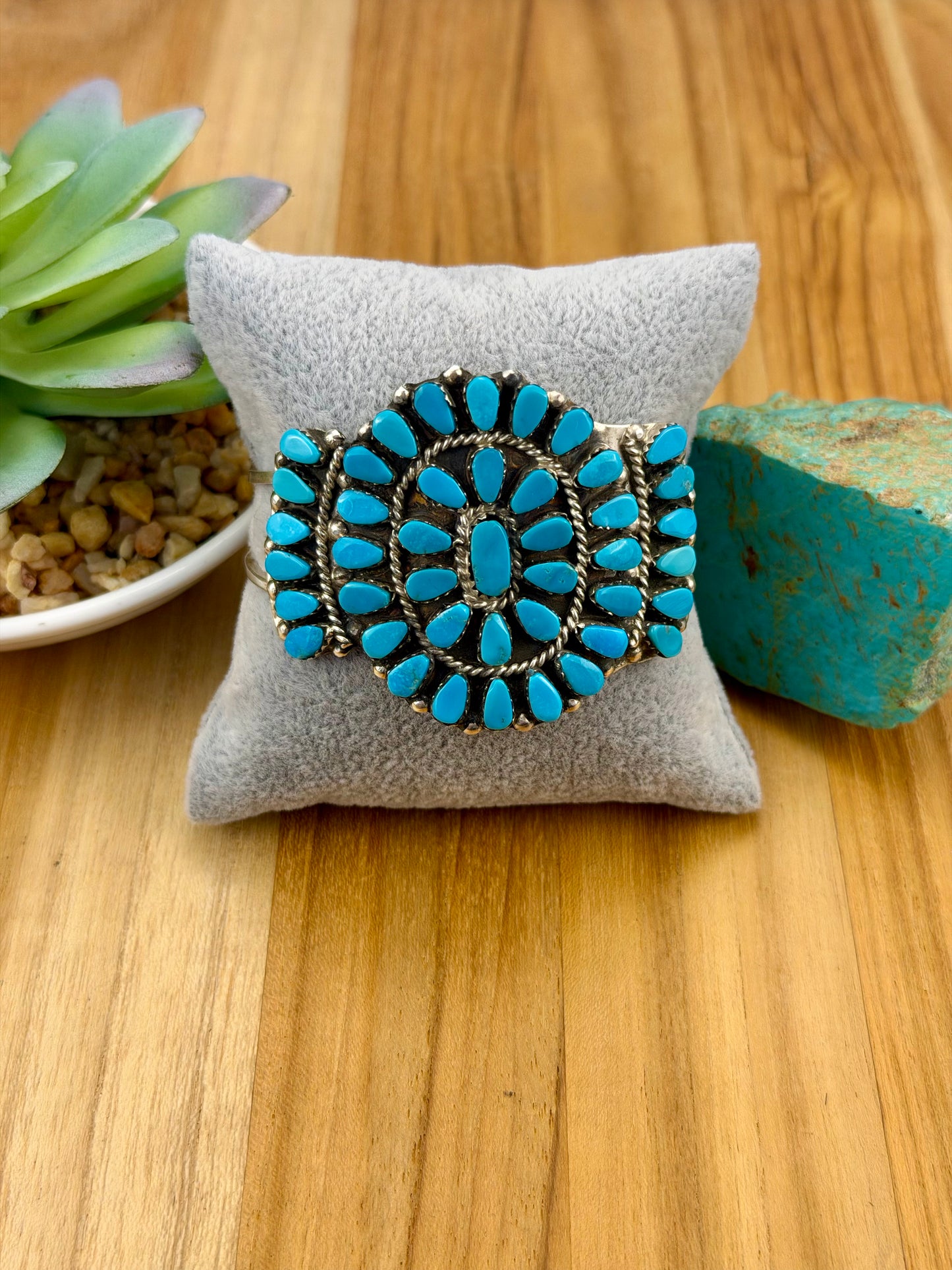 Kingman Turquoise Cluster Sterling Cuff