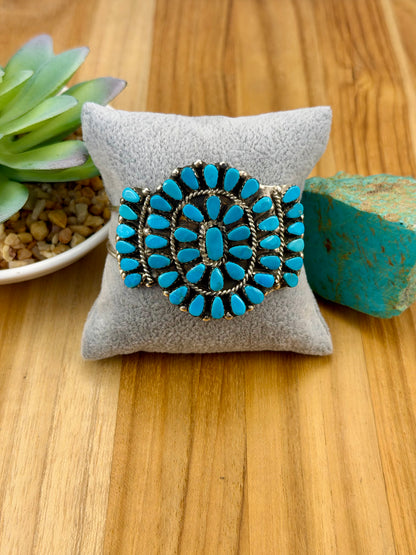 Kingman Turquoise Cluster Sterling Cuff