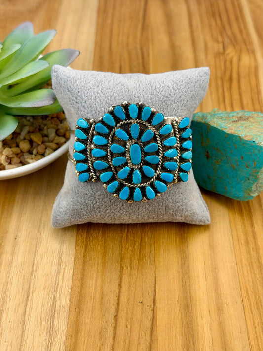 Kingman Turquoise Cluster Sterling Cuff