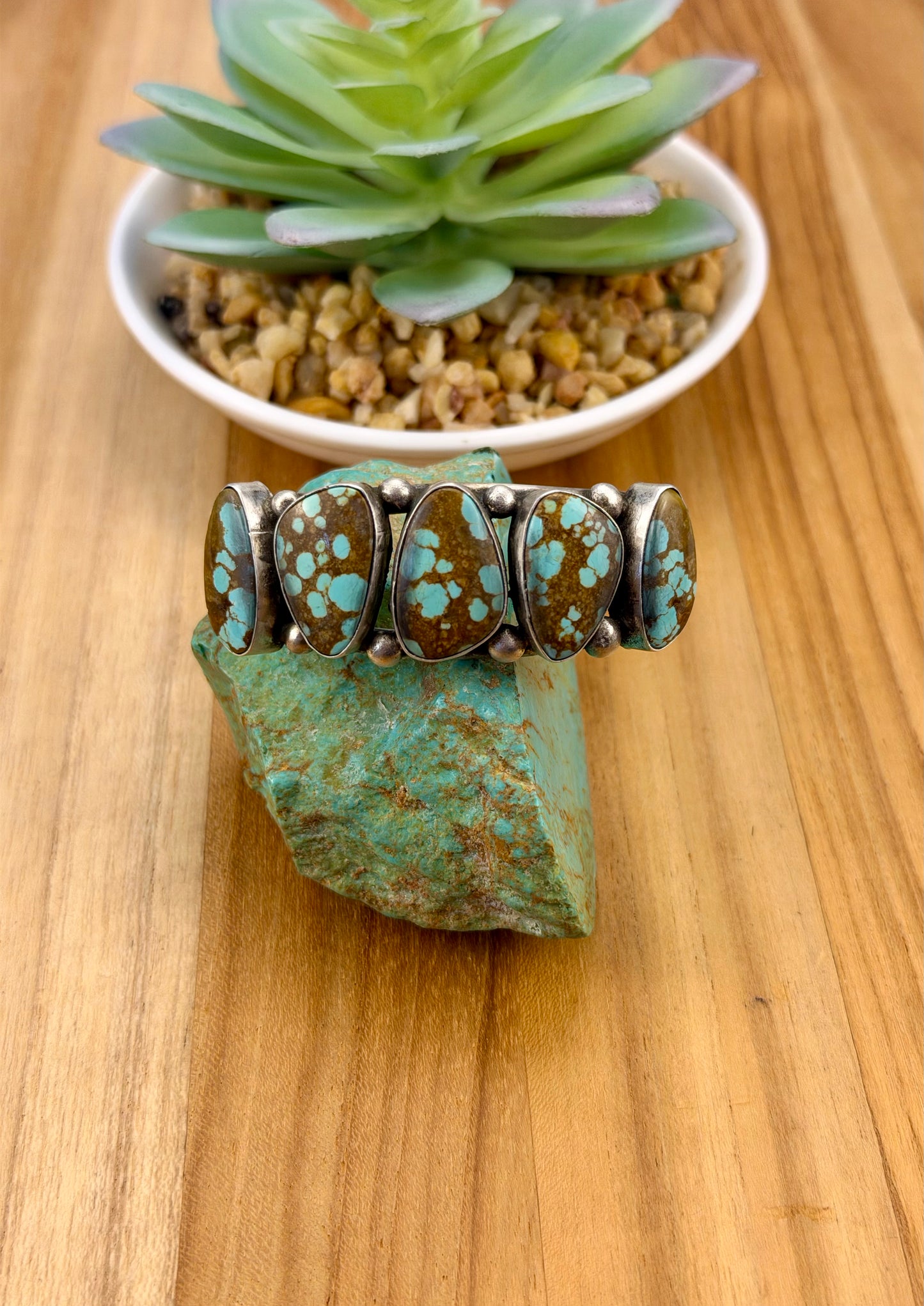 #8 Turquoise 5 Stone Sterling Cuff
