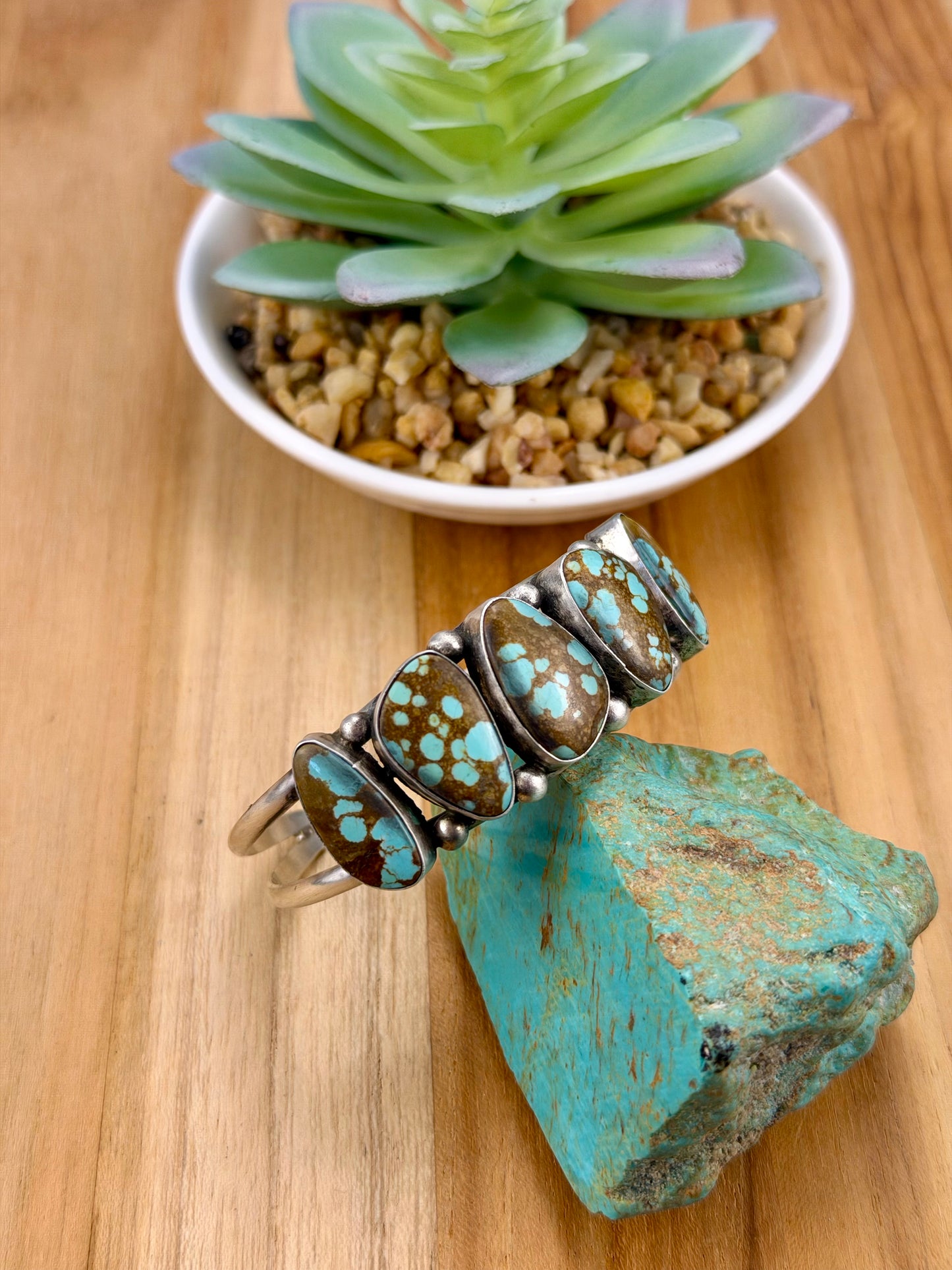 #8 Turquoise 5 Stone Sterling Cuff