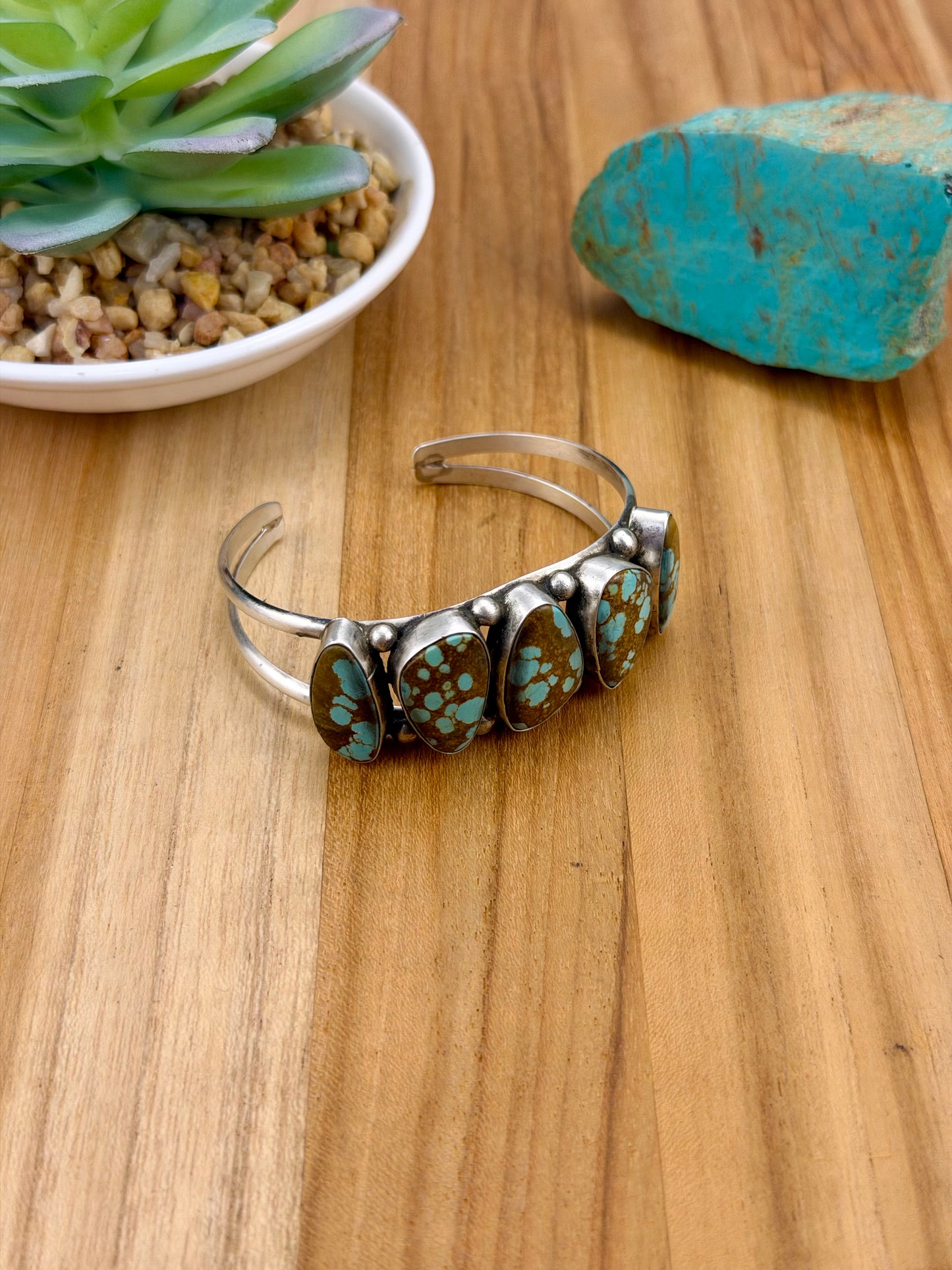 #8 Turquoise 5 Stone Sterling Cuff