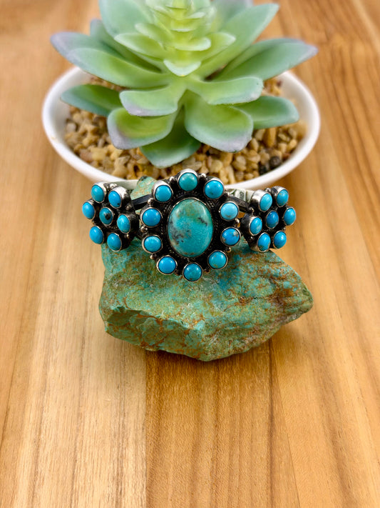 Kingman Turquoise Cluster Sterling Cuff