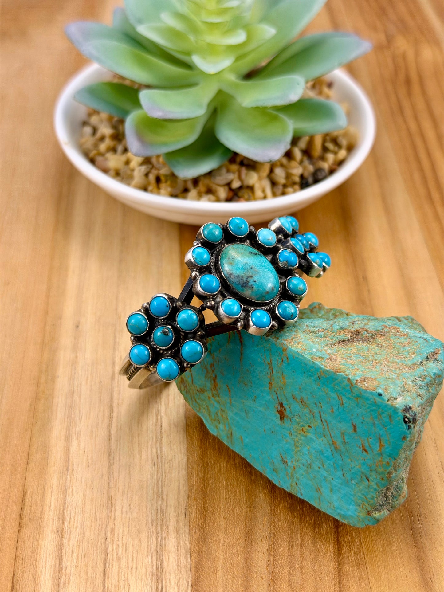 Kingman Turquoise Cluster Sterling Cuff