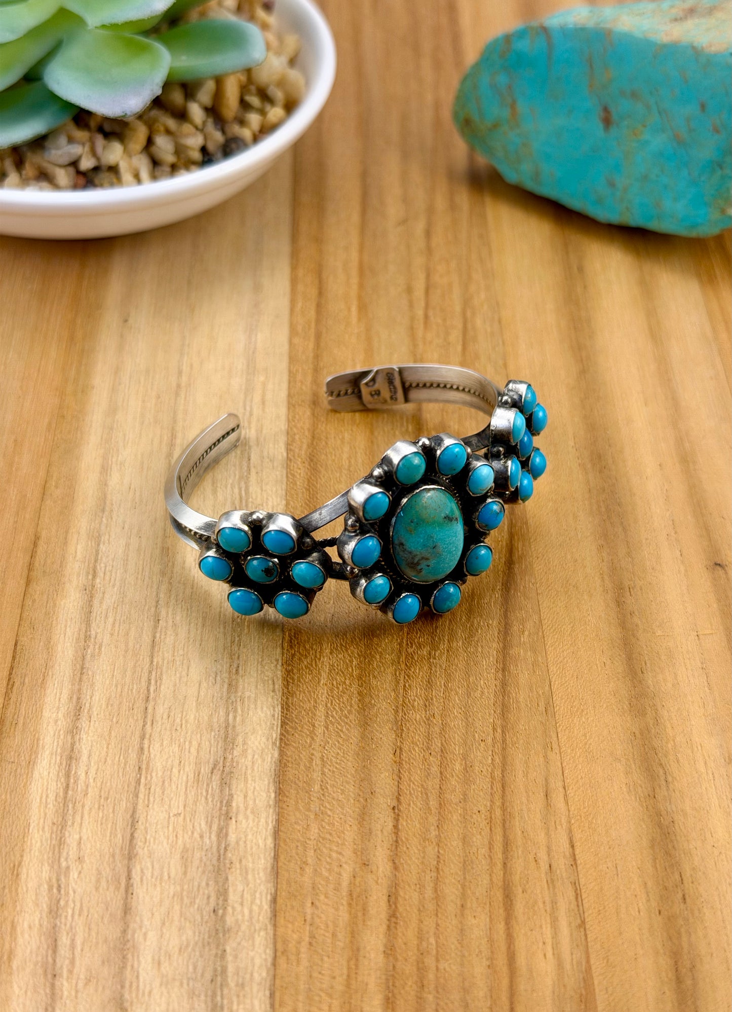 Kingman Turquoise Cluster Sterling Cuff