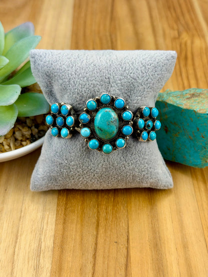 Kingman Turquoise Cluster Sterling Cuff