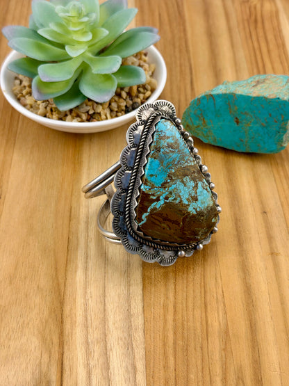 #8 Turquoise Single Stone Cuff Bracelet