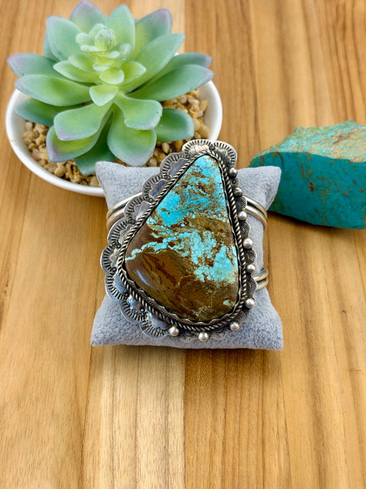 #8 Turquoise Single Stone Cuff Bracelet