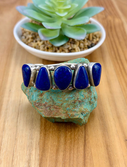 Lapis 5 Stone Sterling Silver Cuff